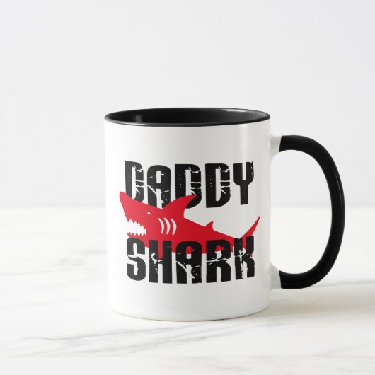 Papa Shark Worn Graphic Mok (Rechts)