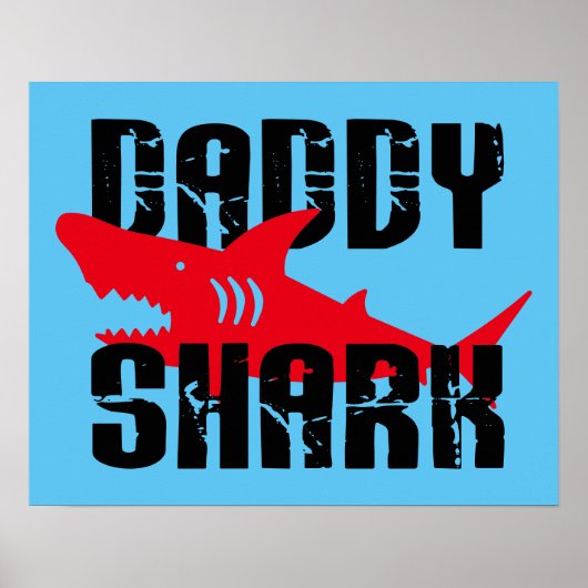 Papa Shark Worn Graphic Poster (Voorkant)