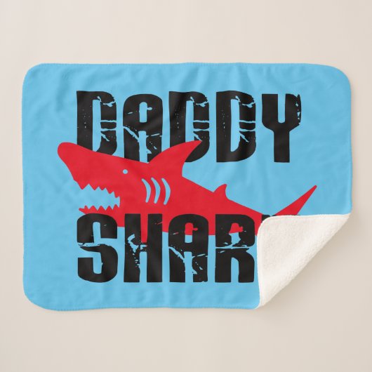 Papa Shark Worn Graphic Sherpa Deken (Voorkant (horizontaal))