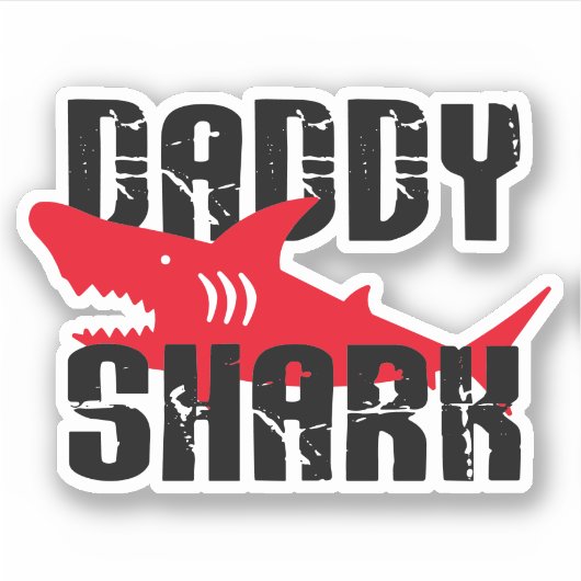 Papa Shark Worn Graphic Sticker (Voorkant)