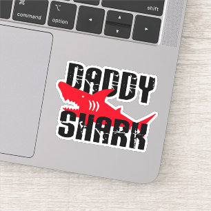 Papa Shark Worn Graphic Sticker