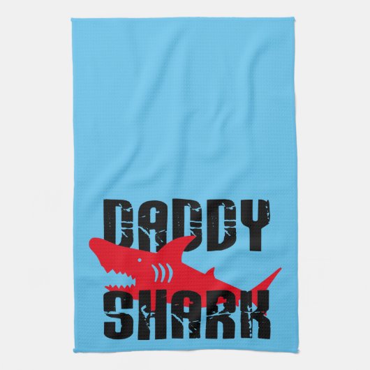 Papa Shark Worn Graphic Theedoek (Verticaal)