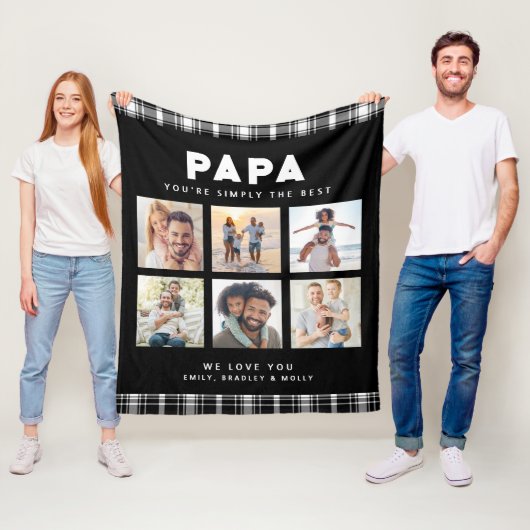 Papa Simply The Best Fotocollage Cadeau Fleece Deken (In situ)