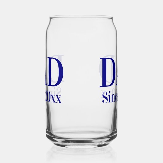Papa sinds 20xx Navy Blue Tekst Sjabloon Blikvorm Glas (Rechts)