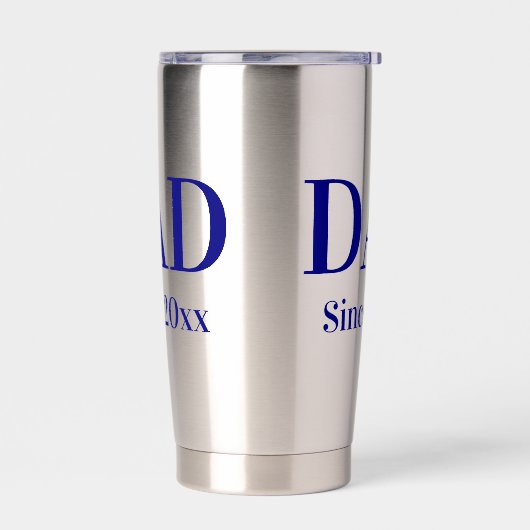 Papa sinds 20xx Navy Blue Tekst Sjabloon Geïsoleerde Drinkbeker (Links)