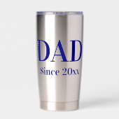 Papa sinds 20xx Navy Blue Tekst Sjabloon Geïsoleerde Drinkbeker (Achterkant)