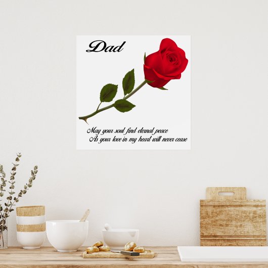 Papa Single Red Rose Poster (Keuken)
