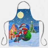 Papa Skateboard Kerstman Grappig Schort (Voorkant)