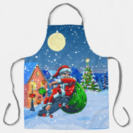 Papa Skateboard Kerstman Grappig Schort