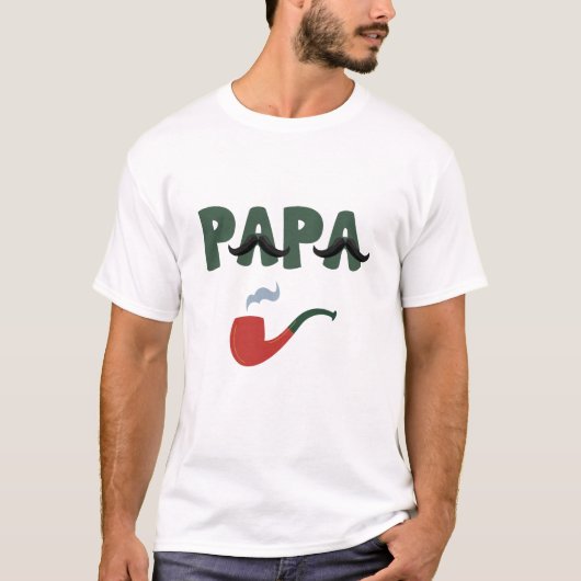Papa snorhaar vaderdag witte T-shirt (Voorkant)