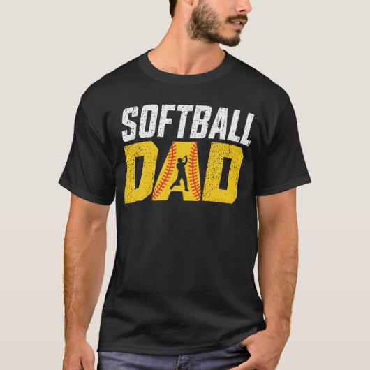 Papa Softbal T-shirt – Grappig Softbal Papa (Voorkant)