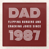 Papa Speciaal Jaar Grill Master BBQ Red Glazen Onderzetter (Voorkant)