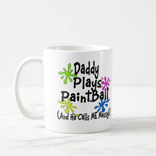 Papa speelt paintball koffiemok (Links)