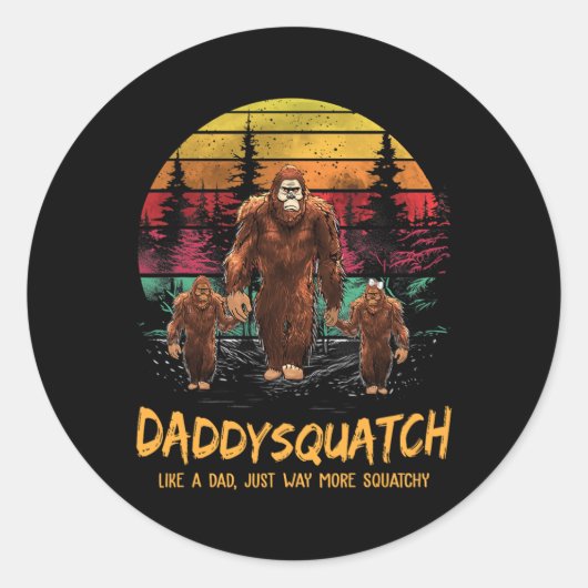 Papa squatch als een papa manier meer squatchy gra ronde sticker (Voorkant)