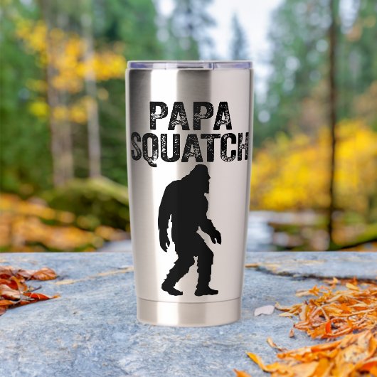Papa Squatch Funny Bigfoot - Father's Day Gift Geïsoleerde Drinkbeker (Buiten (Gedraaid)  )