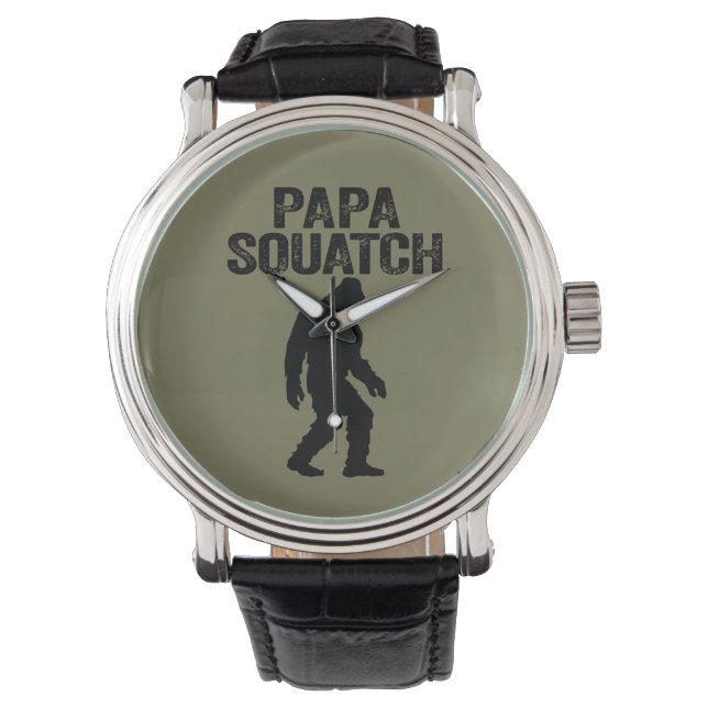 Papa Squatch Funny Bigfoot - Vaderdag Gift Horloge (Voorkant)