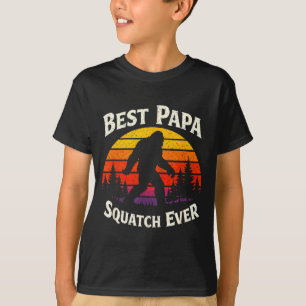 Papa squatch vintage retro zonsondergang bigfoot p t-shirt