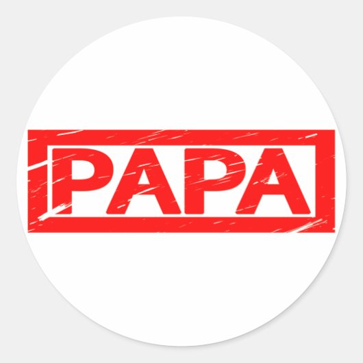 Papa Stamp Ronde Sticker (Voorkant)