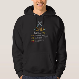 Papa Stats Pixel Arcade Game Level 90 Hoodie
