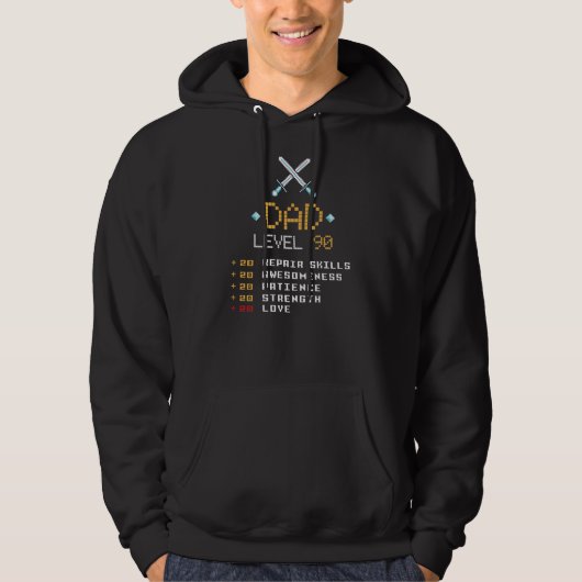 Papa Stats Pixel Arcade Game Level 90 Hoodie (Voorkant)