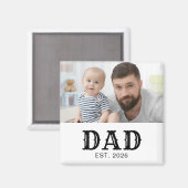 Papa Stelde Foto Zwarte Tekst Vaderdag Magneet (Voorkant / Achterkant)