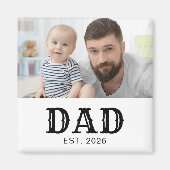 Papa Stelde Foto Zwarte Tekst Vaderdag Magneet (Voorkant)