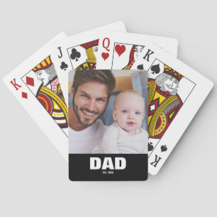 Papa Stelde Vet Zwart Foto Op Pokerkaarten