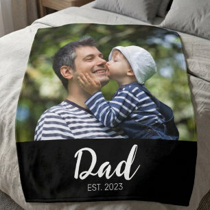 Papa Stelde Zwarte Moderne Script Foto Op Fleece Deken
