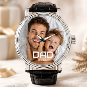 Papa Stelde Zwarte Witte Krachtige Foto Op Horloge