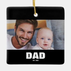 Papa Stelde Zwarte Witte Krachtige Foto Op Keramisch Ornament