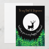 Papa + Stepmom Moonlit Stag Bewerkbare Kerstmis Feestdagenkaart (Voorkant / Achterkant)