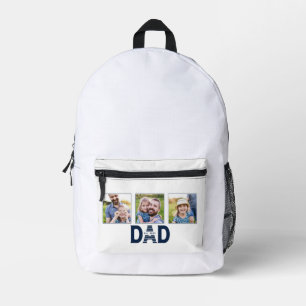 Papa sticht Navy Blue Plezierige 3 foto Bedrukte Rugzak
