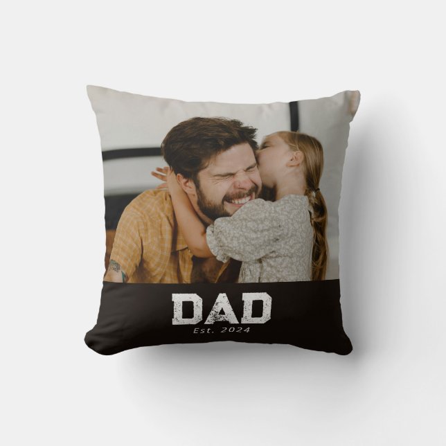 Papa Sticht Zwart Modern Vet Foto Kussen (Voorkant)