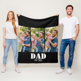 Papa Stichtte 3-Foto Bold Wit & Zwart Modern Fleece Deken