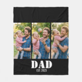 Papa Stichtte 3-Foto Bold Wit & Zwart Modern Fleece Deken (Voorkant)