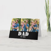 Papa Stichtte 3-Foto Bold Wit & Zwart Modern Kaart (Voorkant)