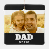 Papa Stichtte Zwarte Witte Krachtige Foto Keramisch Ornament (Achterkant)