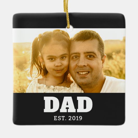 Papa Stichtte Zwarte Witte Krachtige Foto Keramisch Ornament (Voorkant)