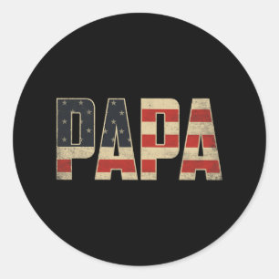 Papa stoere patriottische Amerikaanse vlag Vaderda Ronde Sticker