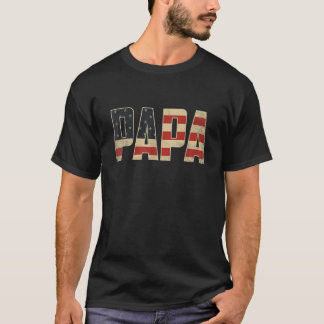 Papa Stoere Patriottische Amerikaanse Vlag Vaderda T-shirt
