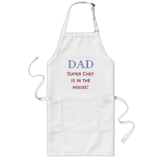 "Papa, Super Chef is in huis" Aangepast Apron Lang Schort (Voorkant)