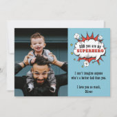 Papa Superheld Cartoon Speech Bubble Vader's dag Feestdagenkaart (Voorkant)