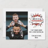 Papa Superheld Cartoon Speech Bubble Vader's dag Feestdagenkaart (Voorkant)