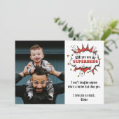 Papa Superheld Cartoon Speech Bubble Vader's dag Feestdagenkaart (Staand voorkant)