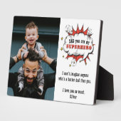 Papa Superheld Cartoon Speech Bubble Vader's dag Fotoplaat (Zijkant)