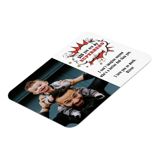 Papa Superheld Cartoon Speech Bubble Vader's dag Magneet (Linkerzijde)