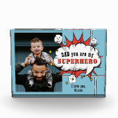 Papa superheld Comic Speech Bubble Fotoblokken (Voorkant)