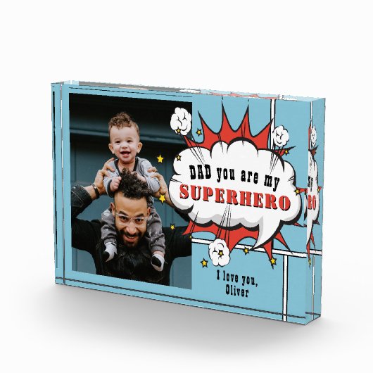 Papa superheld Comic Speech Bubble Fotoblokken (Rechts)