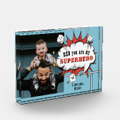 Papa superheld Comic Speech Bubble Fotoblokken (Links)