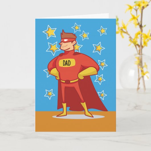 Papa Superheld op Vaderdag Kaart (Gele Bloem)